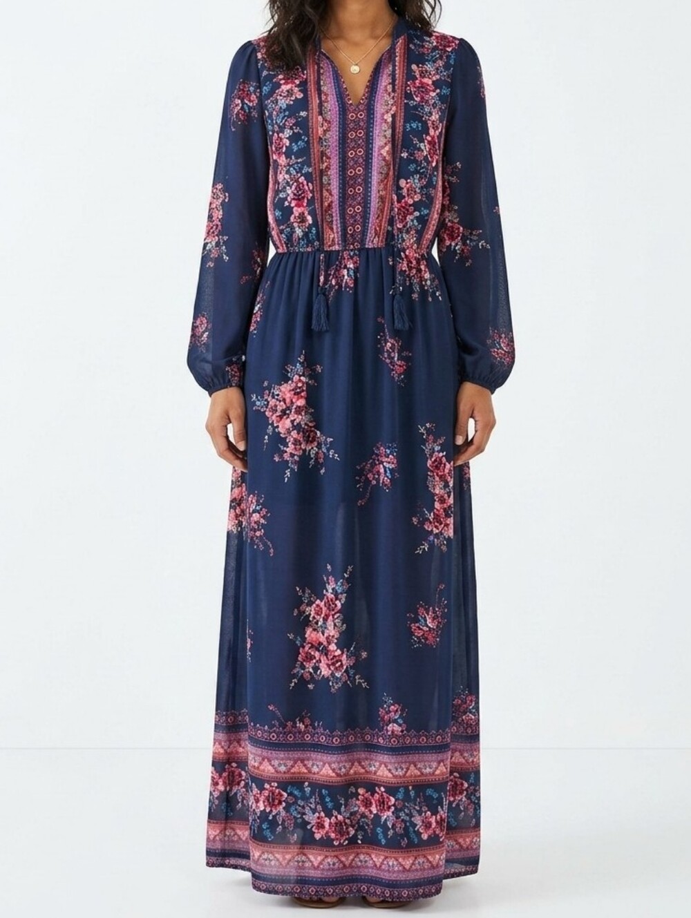 Xhilaration long sleeve boho maxi dress medium